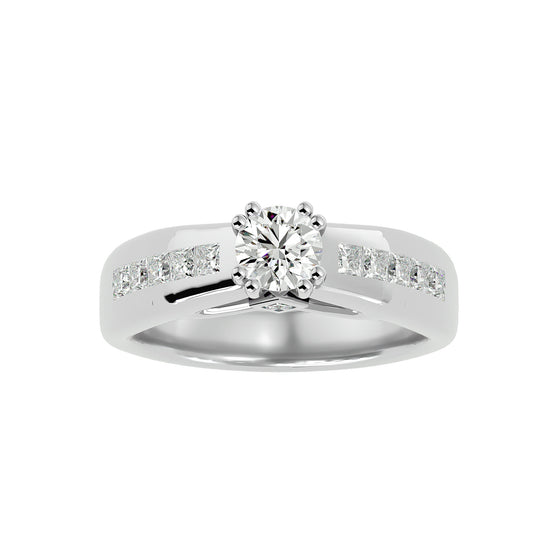 Lab Grown Round Cut Diamond In White Gold Solitaire Ring