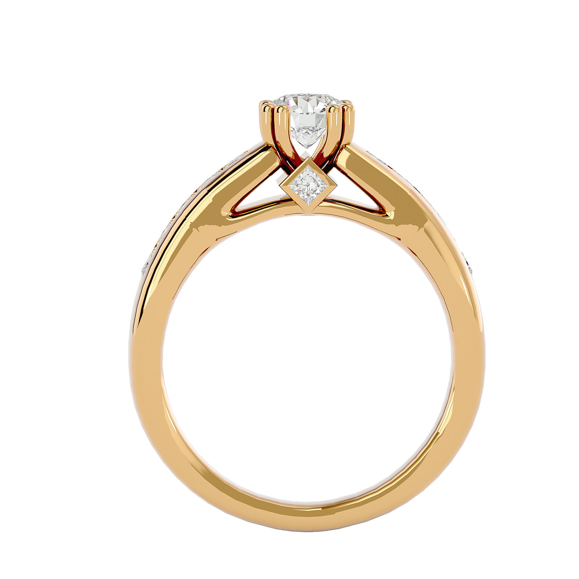 Lab Grown Round Cut Diamond Solitaire Ring In Yellow Gold