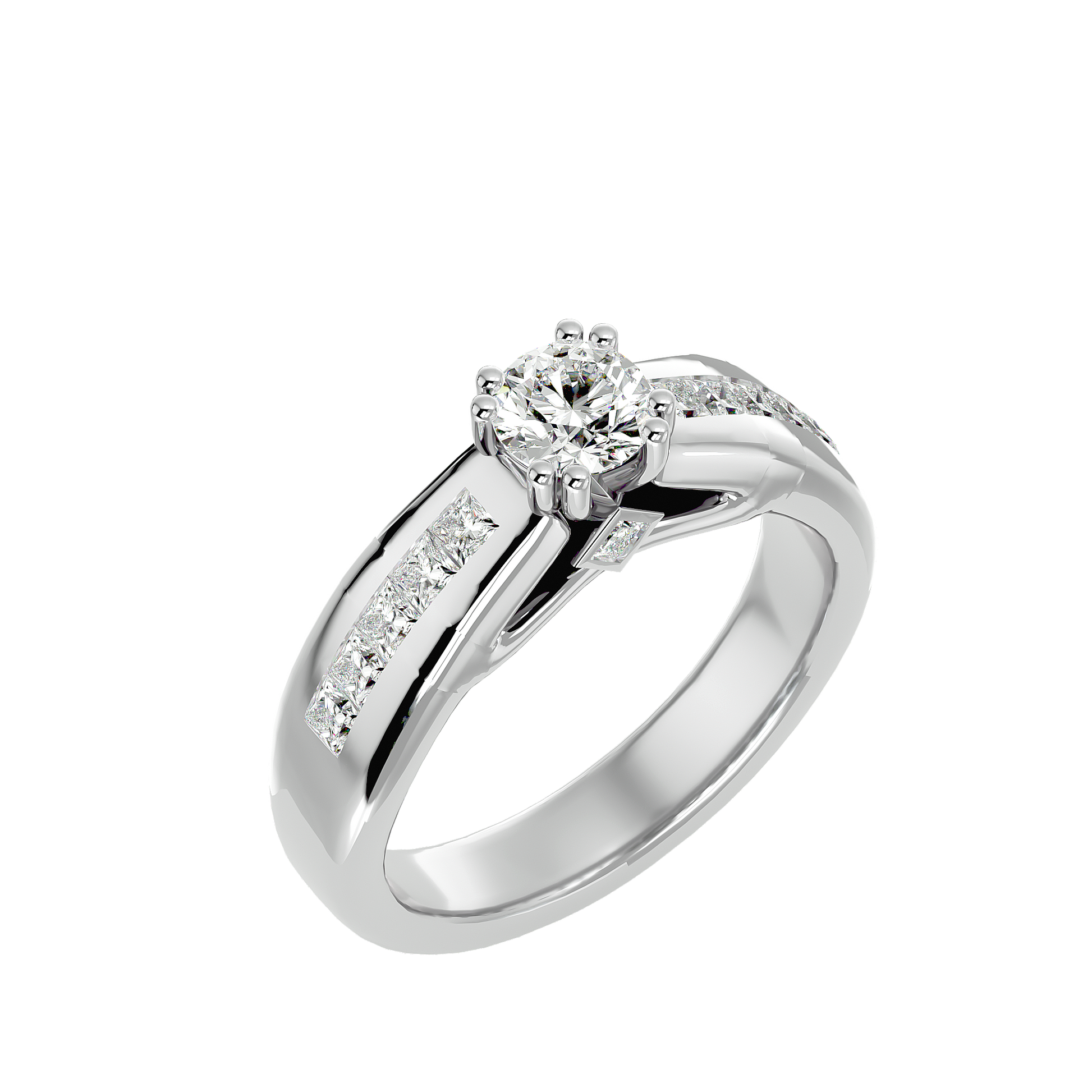 Lab Grown Round Cut Diamond In White Gold Solitaire Ring