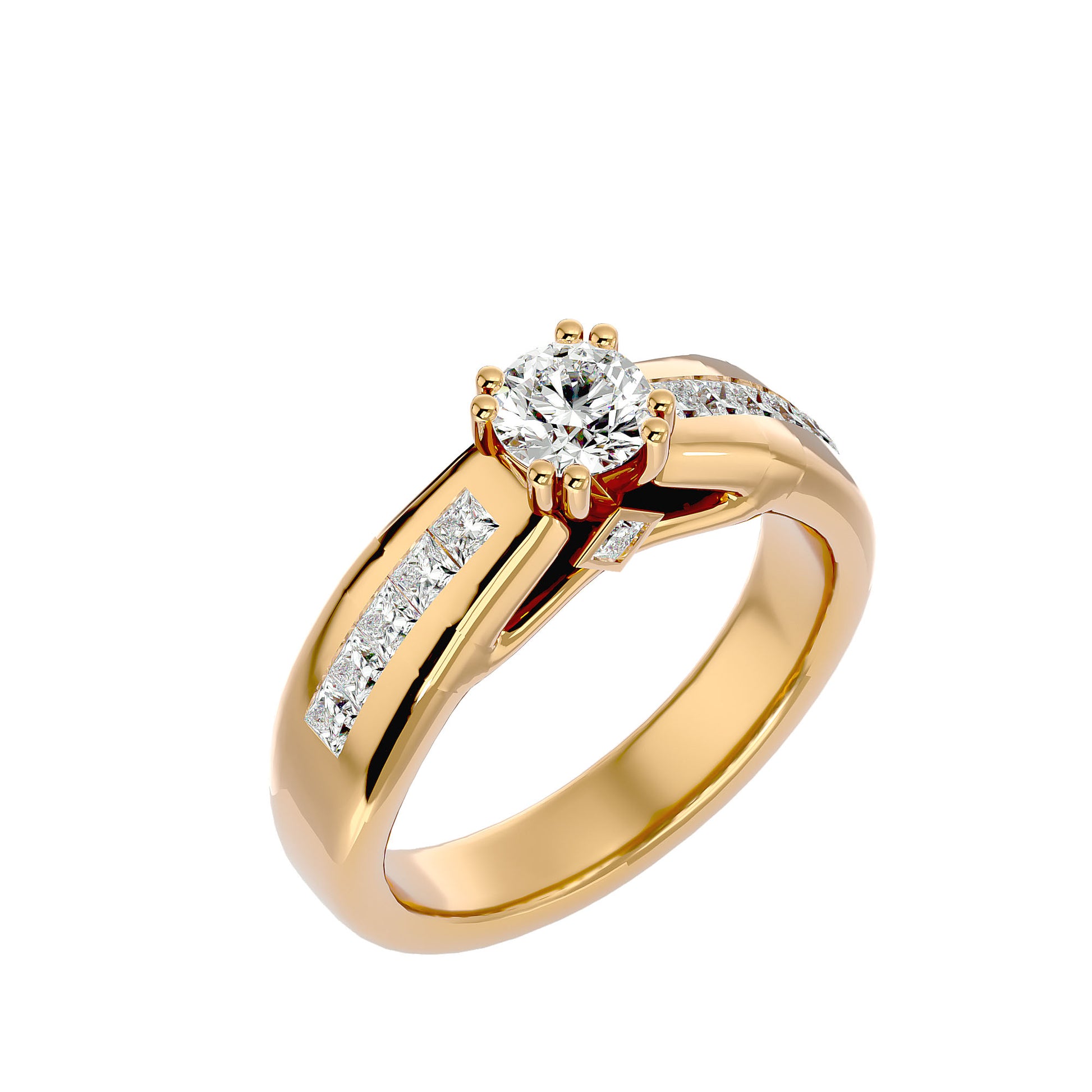 Lab Grown Round Cut Diamond Solitaire Ring In Yellow Gold