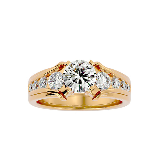 Lab Grown Round Cut Diamond Solitaire Ring In Yellow Gold