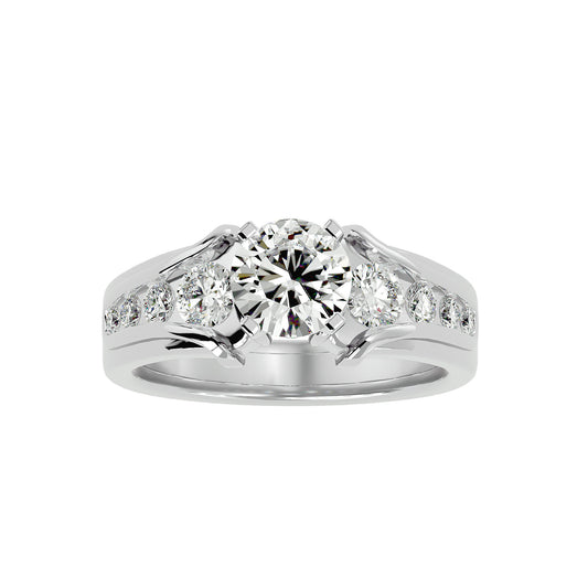 Lab Grown Round Cut Diamond In White Gold Solitaire Ring