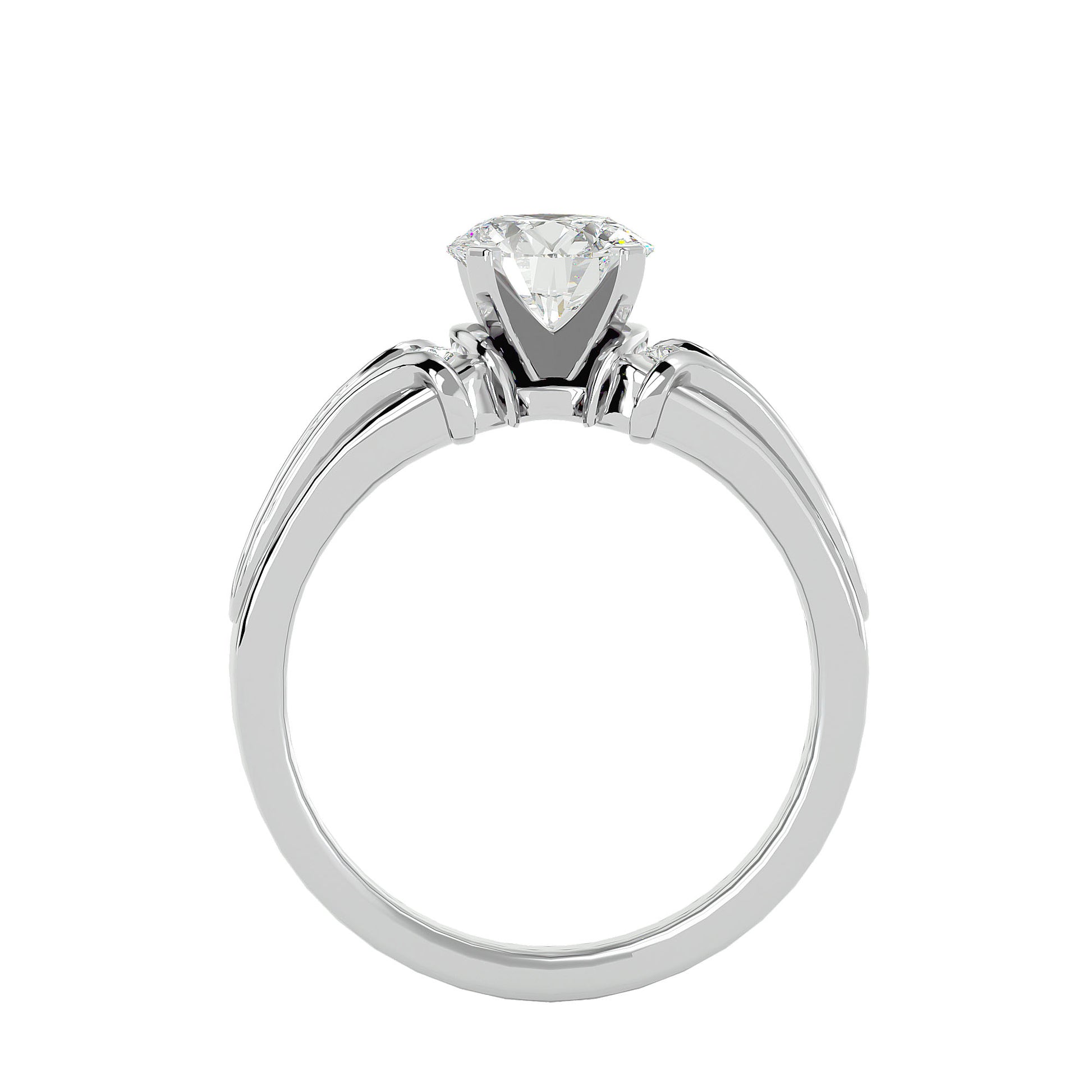 Lab Grown Round Cut Diamond In White Gold Solitaire Ring