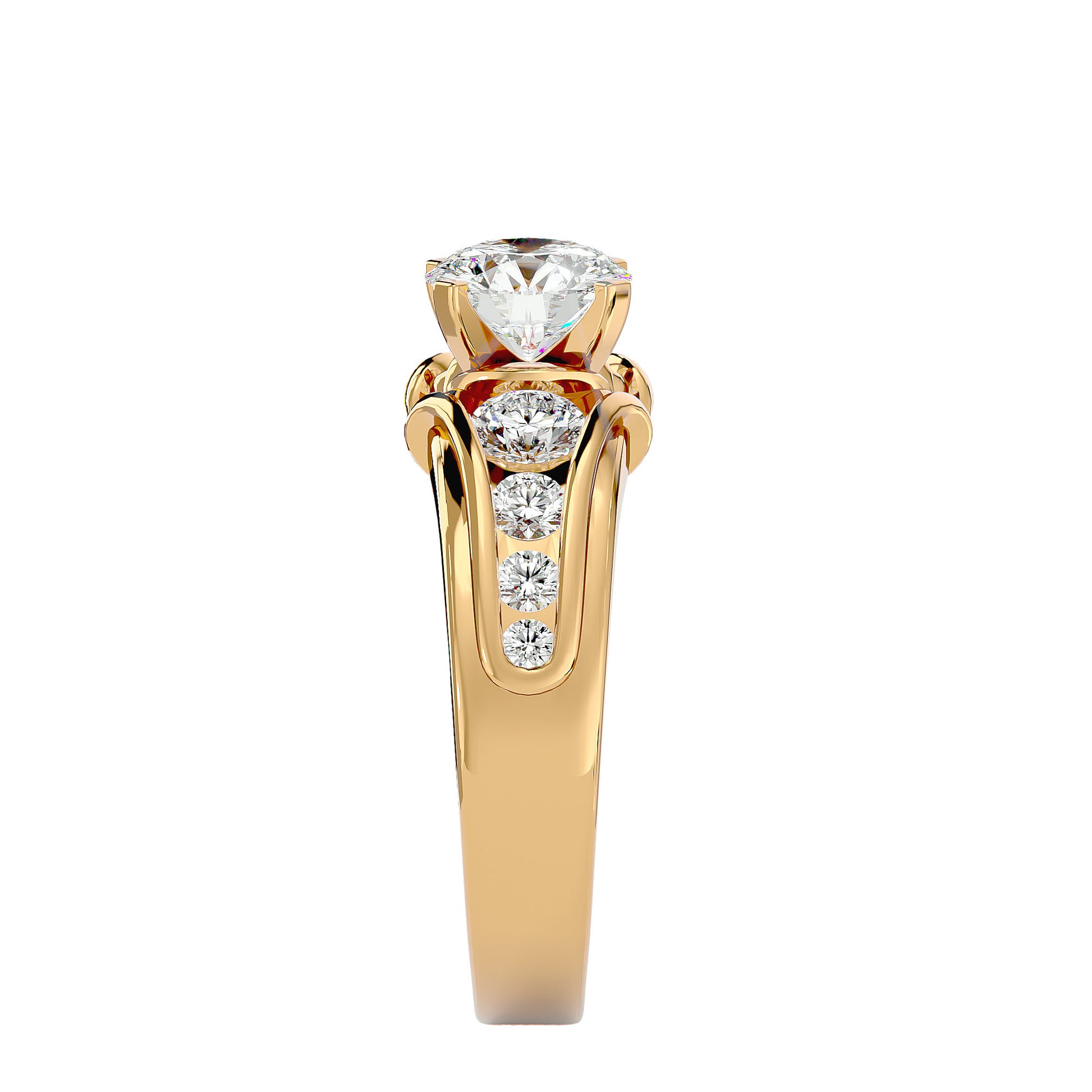 Lab Grown Round Cut Diamond Solitaire Ring In Yellow Gold