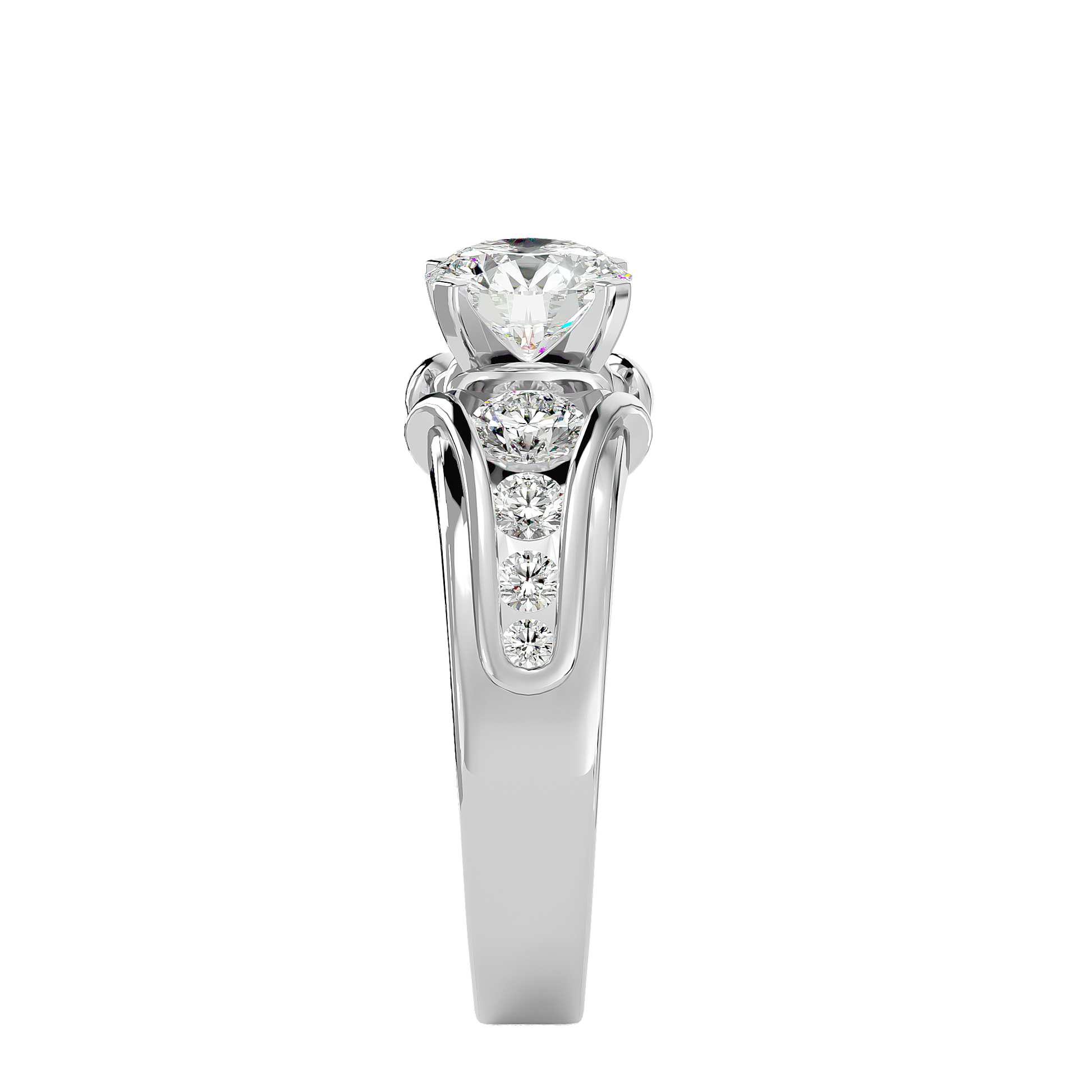 Lab Grown Round Cut Diamond In White Gold Solitaire Ring