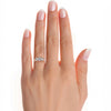 Lab Grown Cushion Cut Diamond Three Stone Ring In Rose Gold