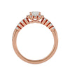 Lab Grown Emerald Cut Diamond Halo Ring In Rose Gold