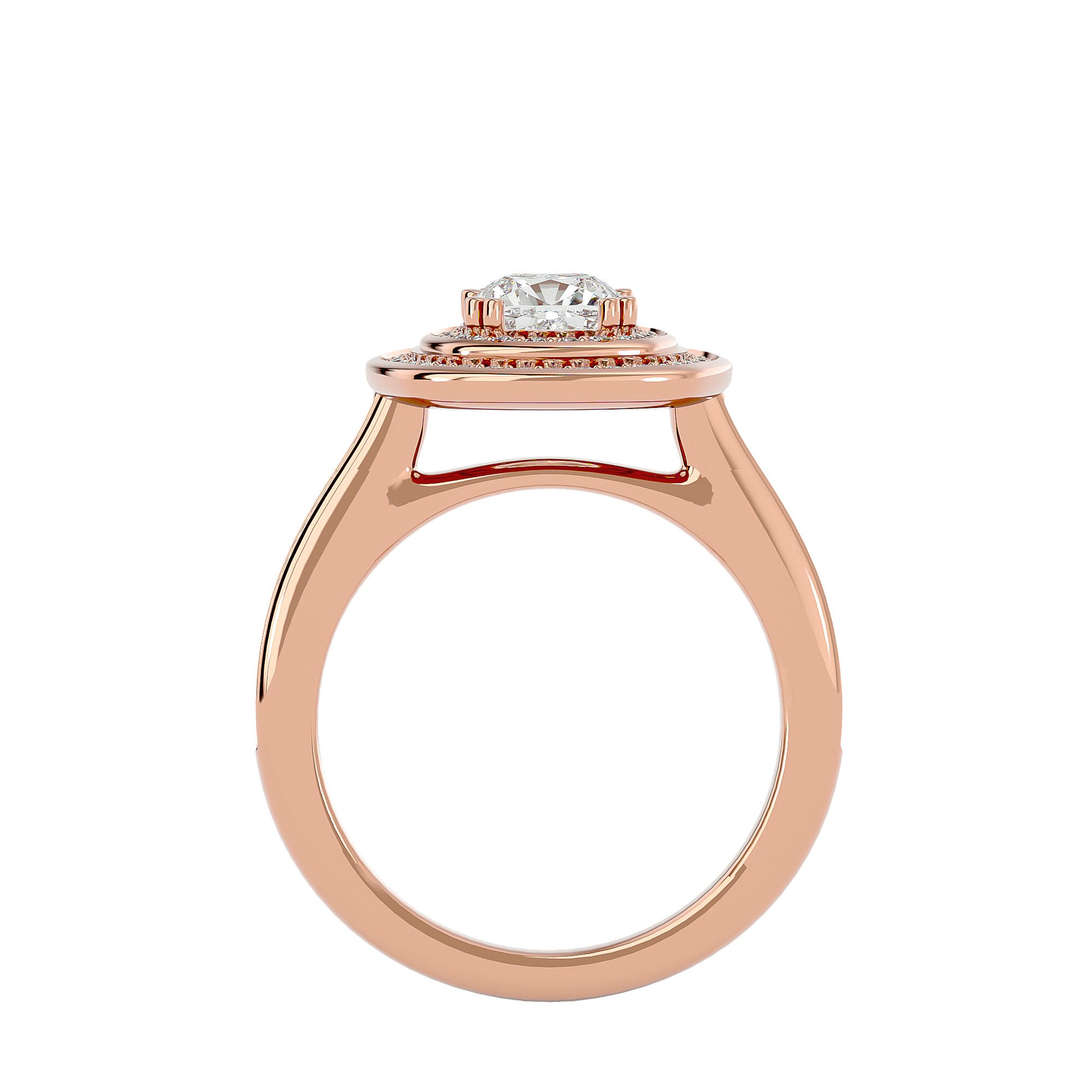 Lab Grown Cushion Cut Diamond Halo Ring In Rose Gold