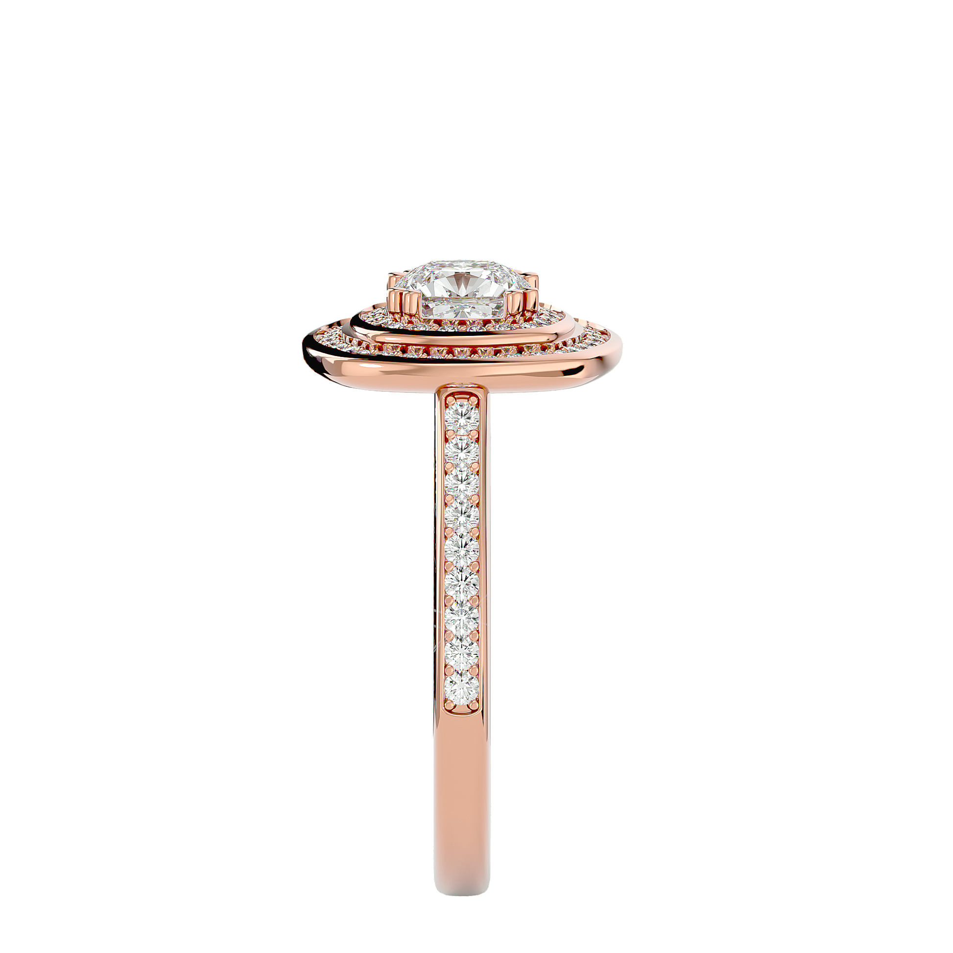 Lab Grown Cushion Cut Diamond Halo Ring In Rose Gold