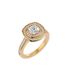 Lab Grown Cushion Cut Diamond Halo Ring In Yellow Gold