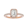 Lab Grown Emerald Cut Diamond Halo Ring In Rose Gold