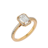 Lab Grown Emerald Cut Diamond Halo Ring In Rose Gold