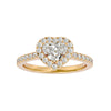 Alluring Lab Grown Heart Cut Diamond Halo Ring In Yellow Gold