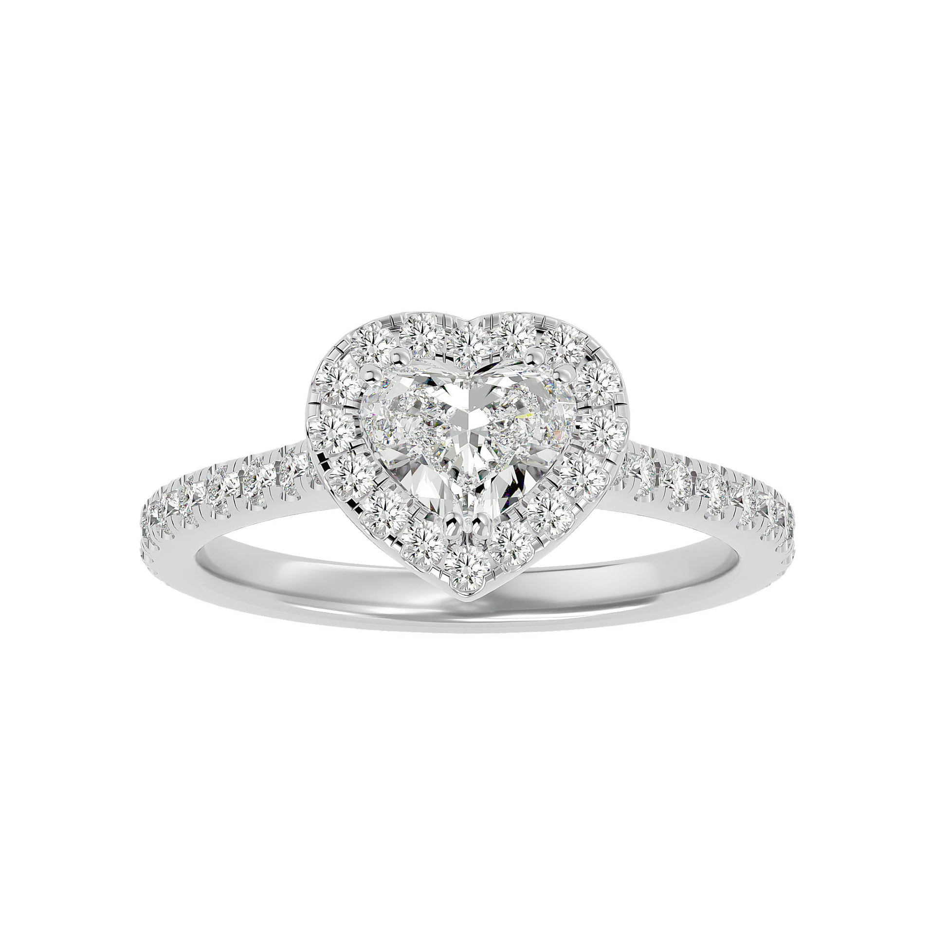 Alluring Lab Grown Heart Cut Diamond Halo Ring In Platinum