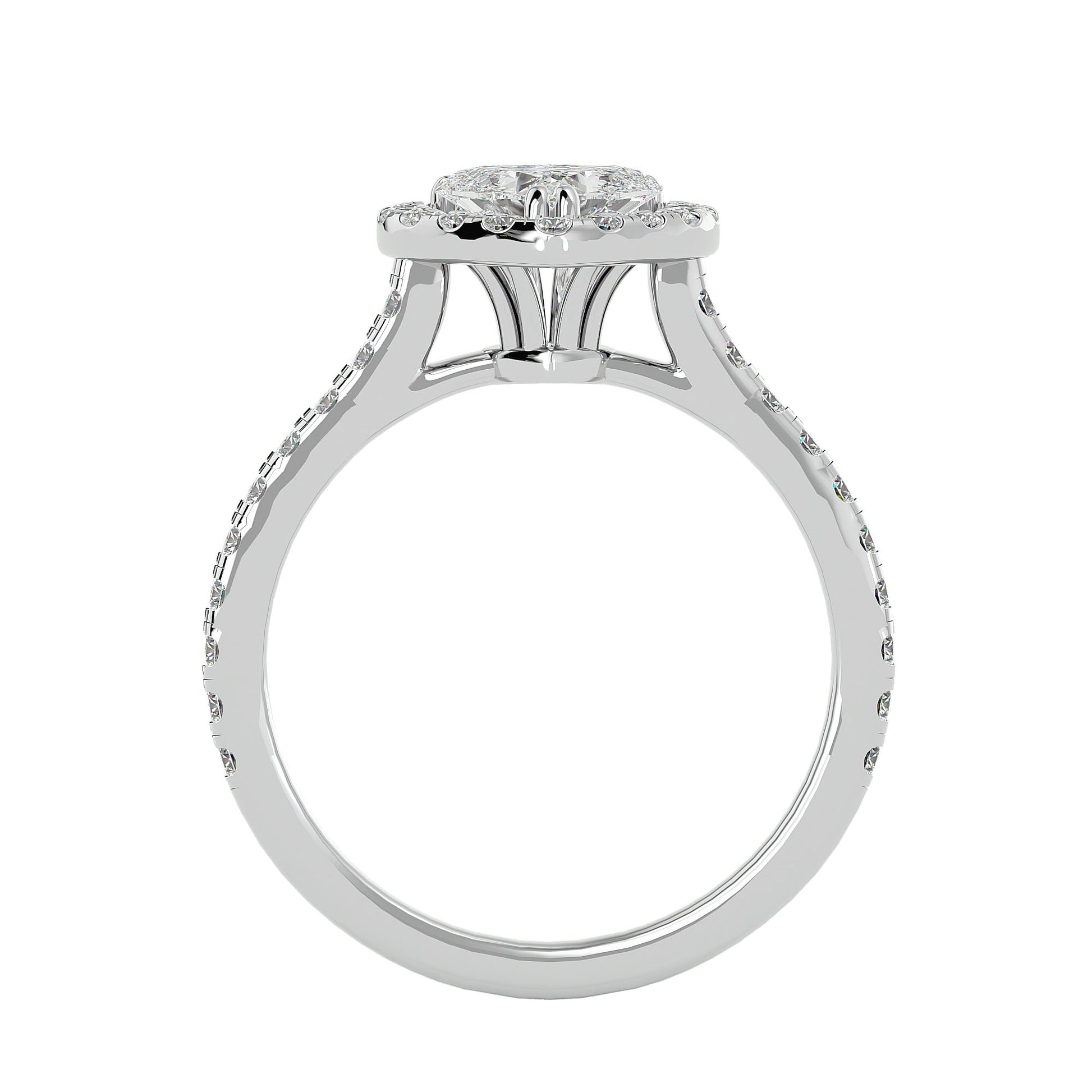 Alluring Lab Grown Heart Cut Diamond Halo Ring In Platinum