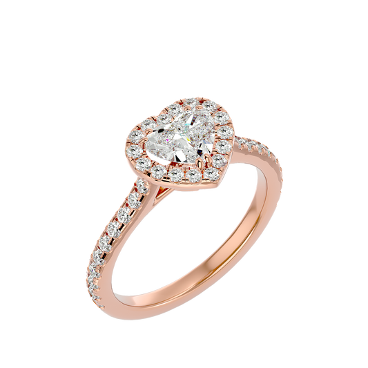 Alluring Lab Grown Heart Cut Diamond Halo Ring In Rose Gold