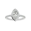 Adorned Lab Grown Marquise Cut Diamond In White Gold Halo Ring