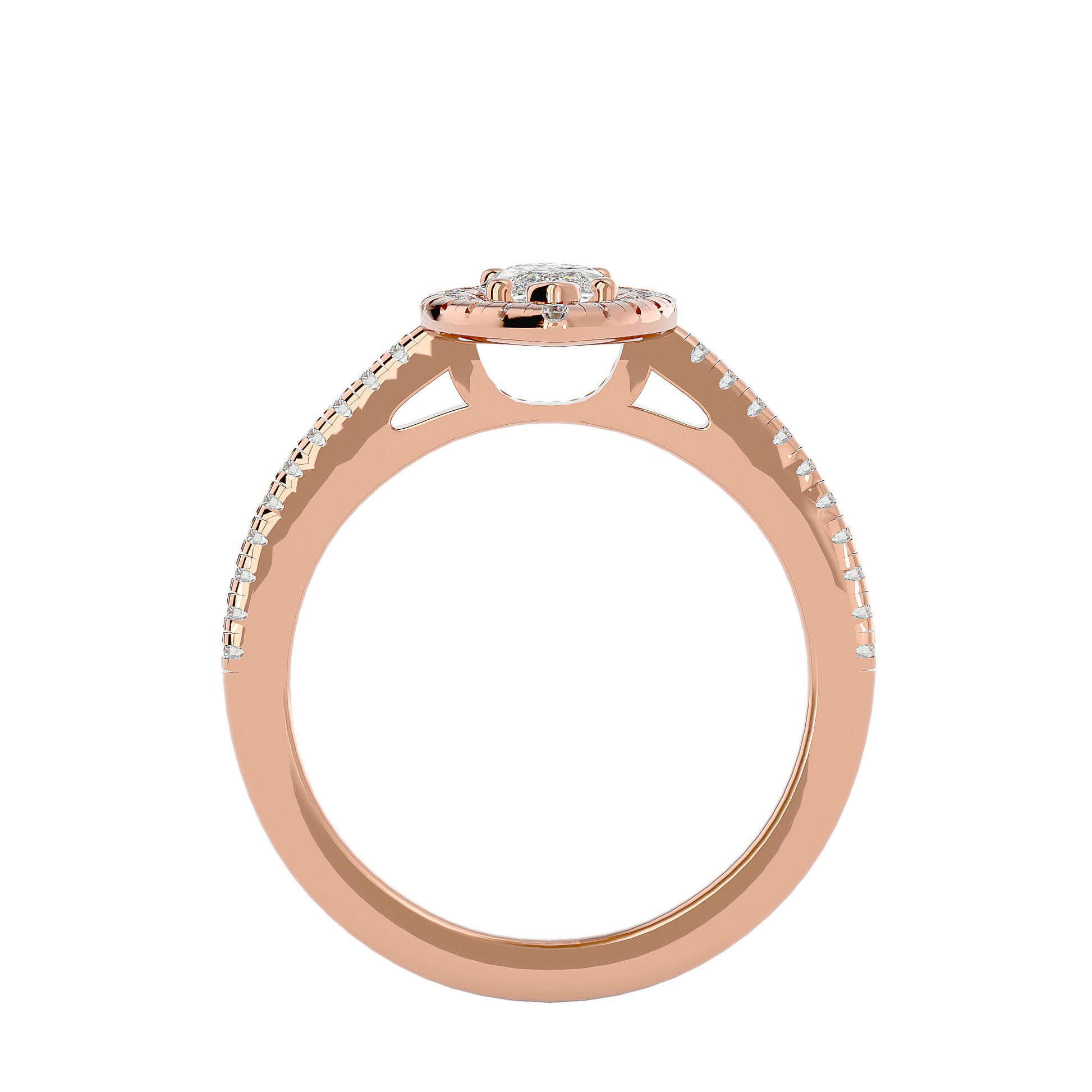 Adorned Lab Grown Marquise Cut Diamond Halo Ring In Rose Gold