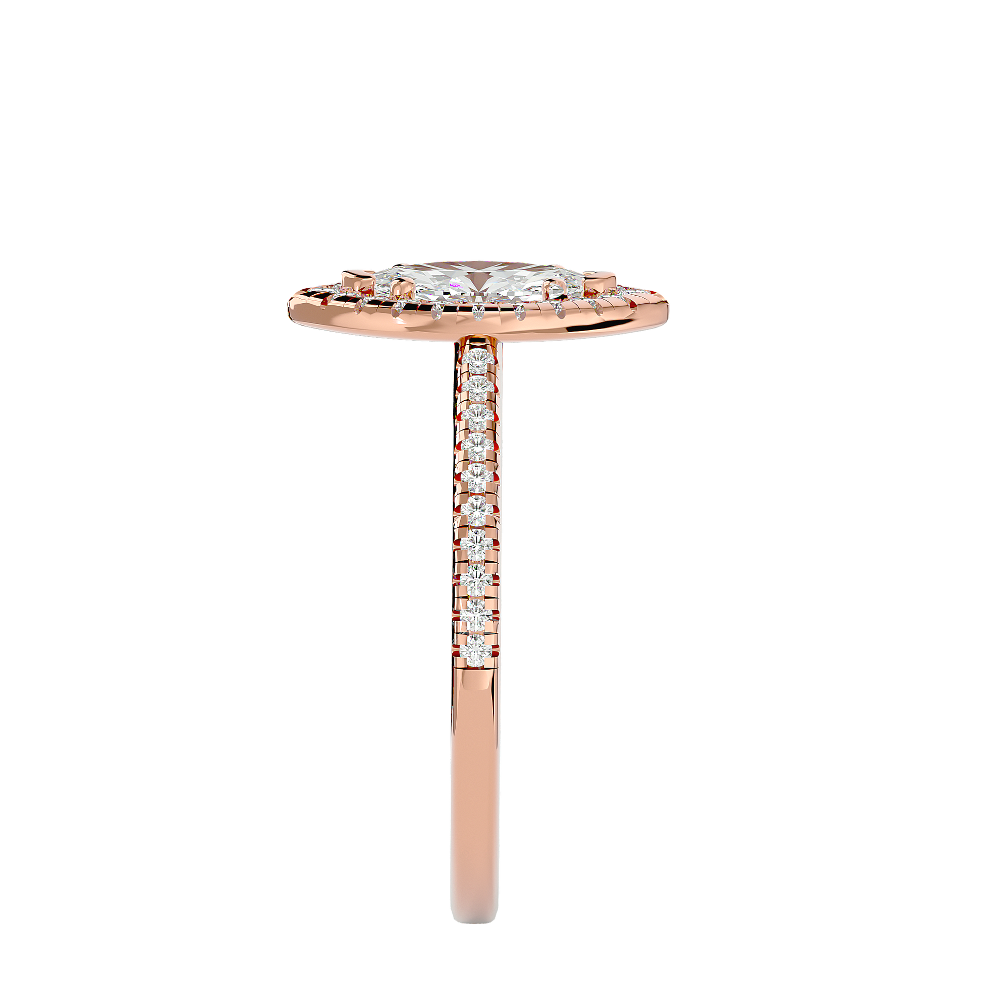 Adorned Lab Grown Marquise Cut Diamond Halo Ring In Rose Gold