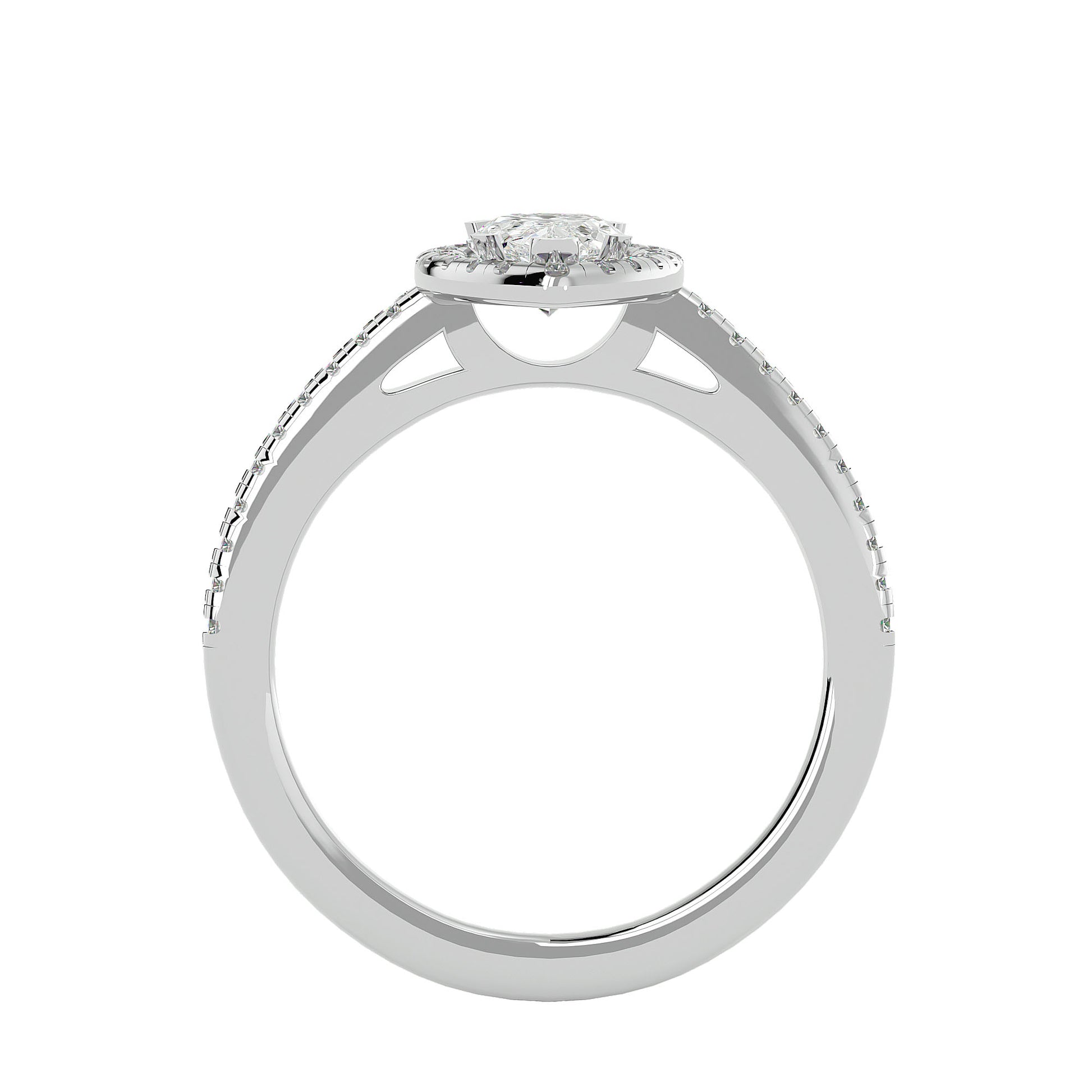 Adorned Lab Grown Pear Cut Diamond Halo Ring In Platinum