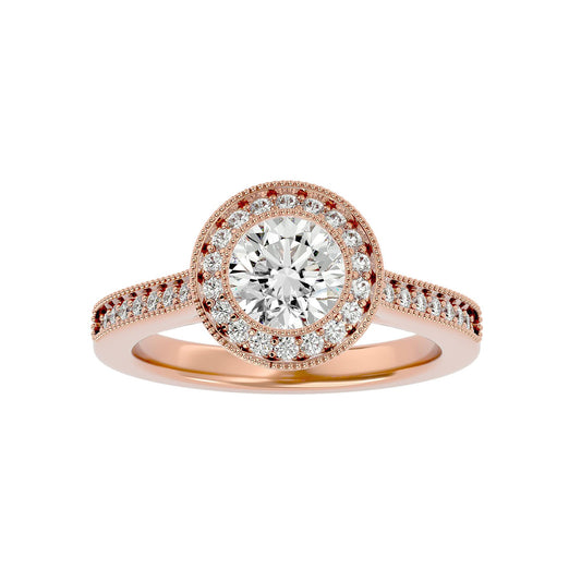 Lab Grown Round Diamond Halo Ring In Rose Gold