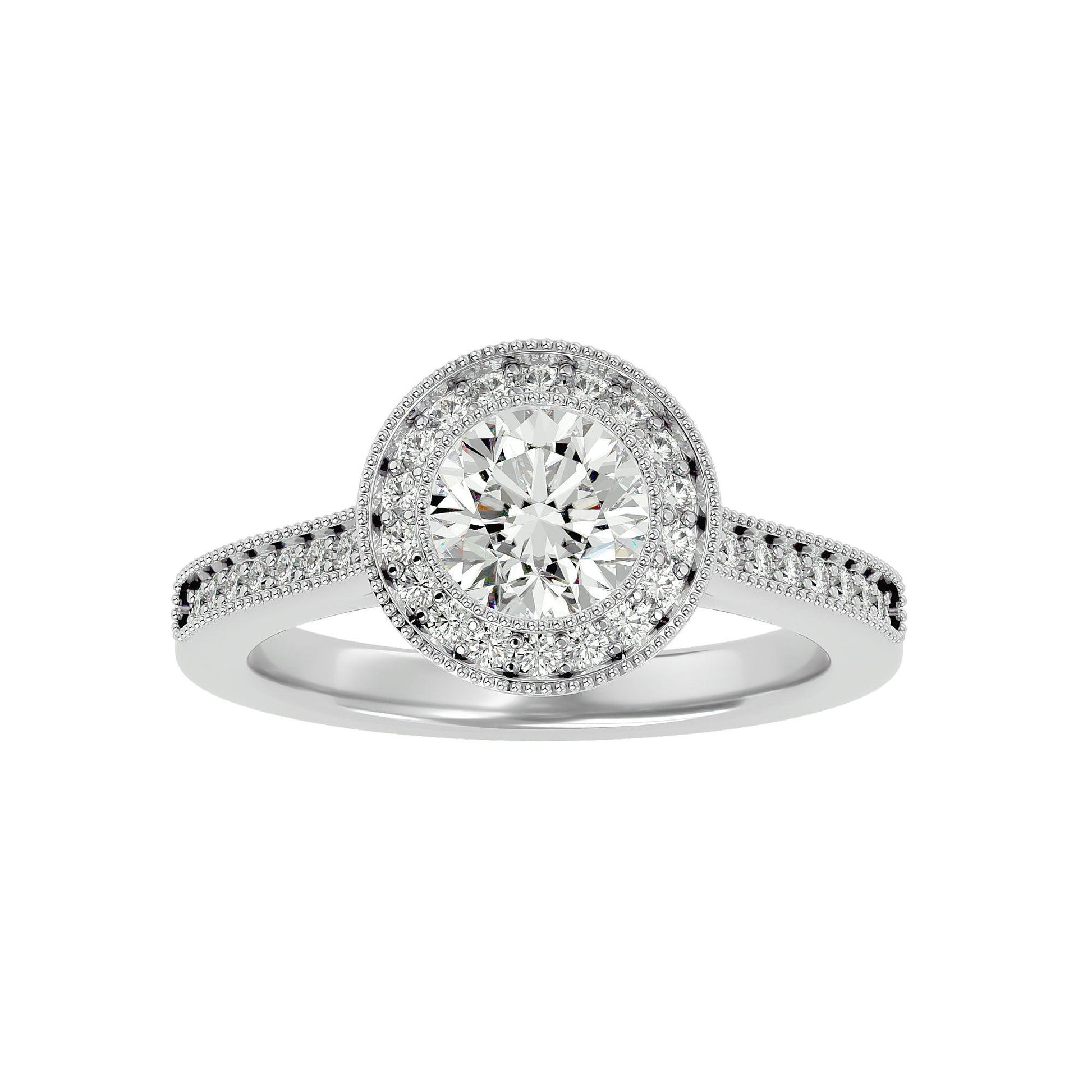 Lab Grown Round Diamond Halo Ring In Platinum