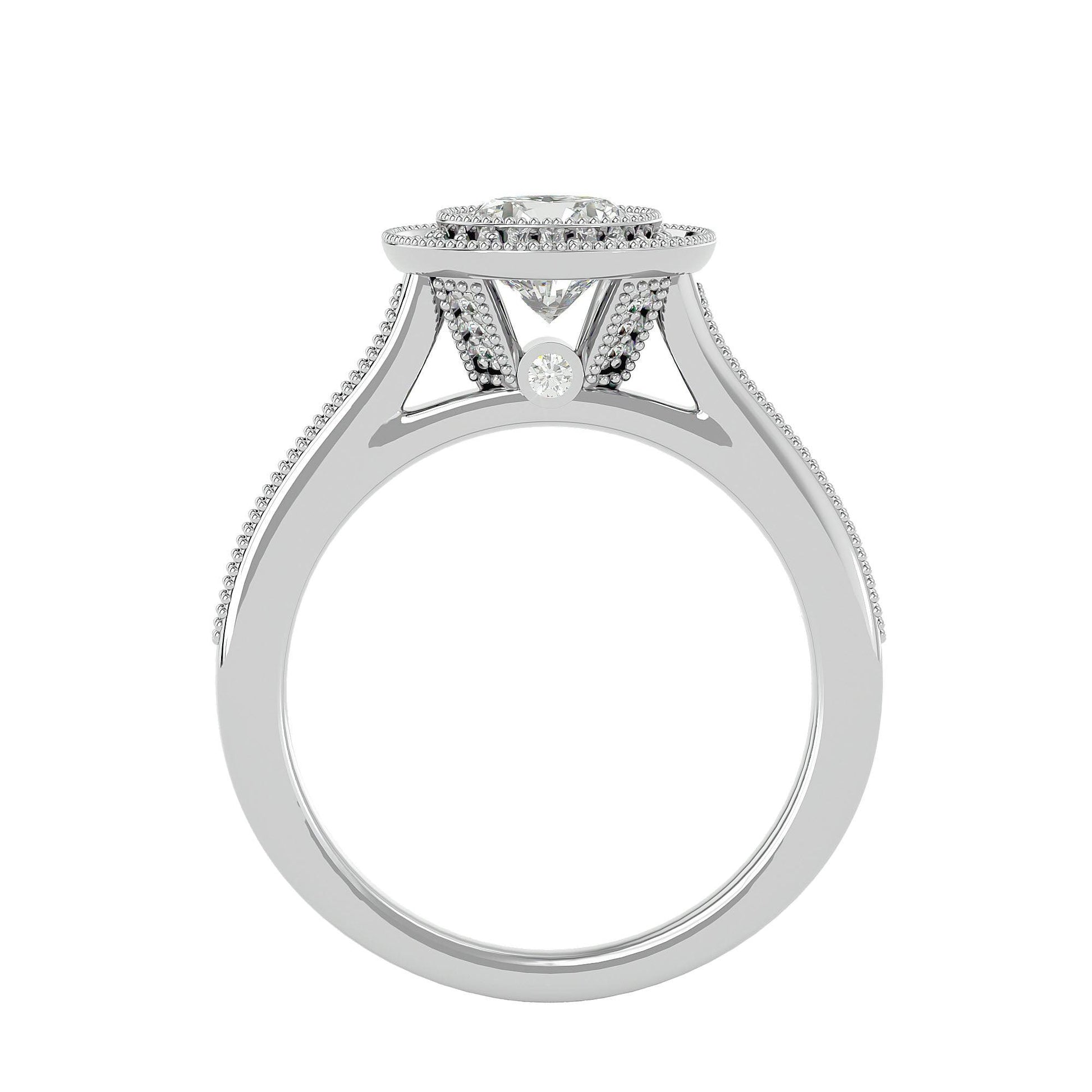 Lab Grown Round Diamond Halo Ring In Platinum