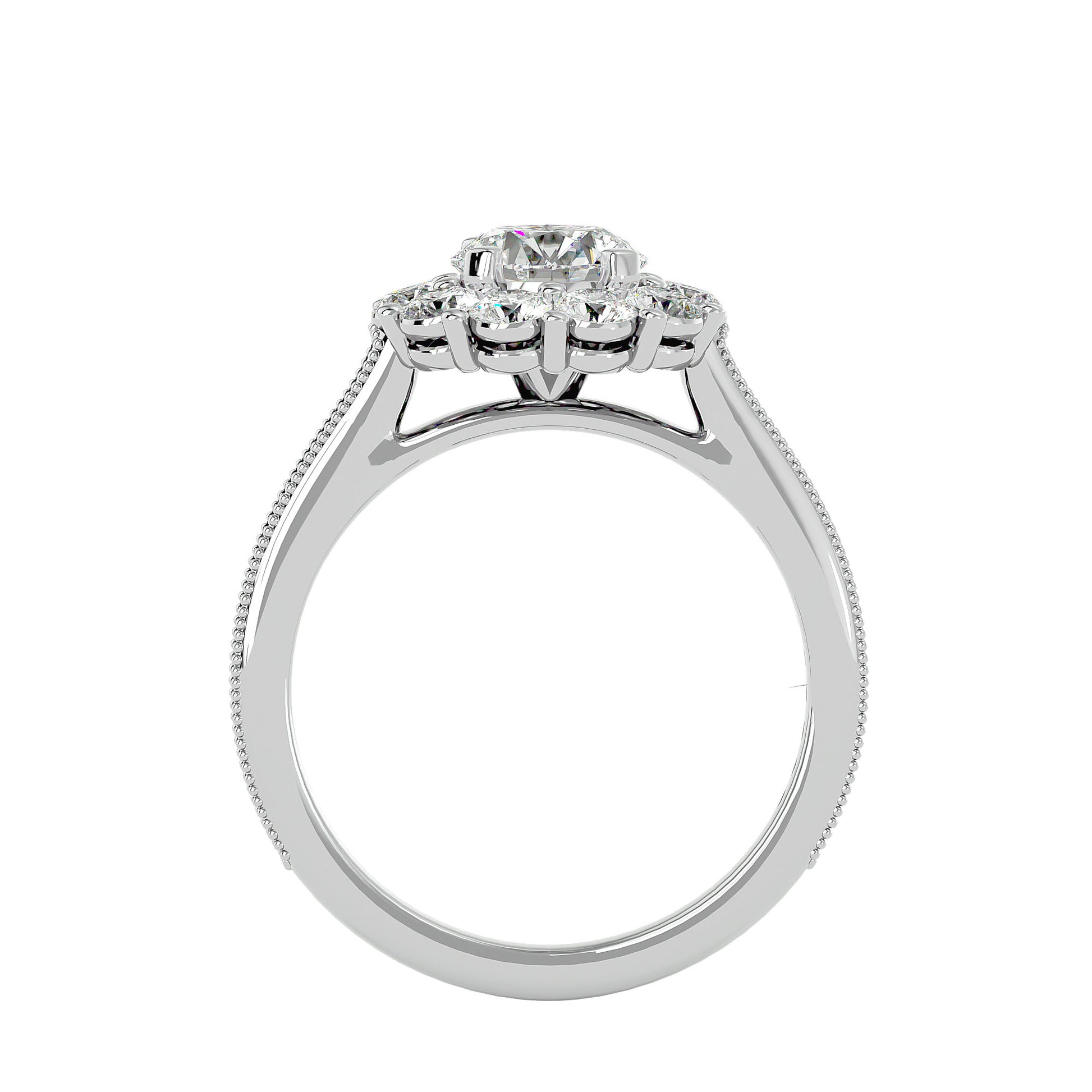 Lab Grown Round Cut Diamond Halo Ring In Platinum