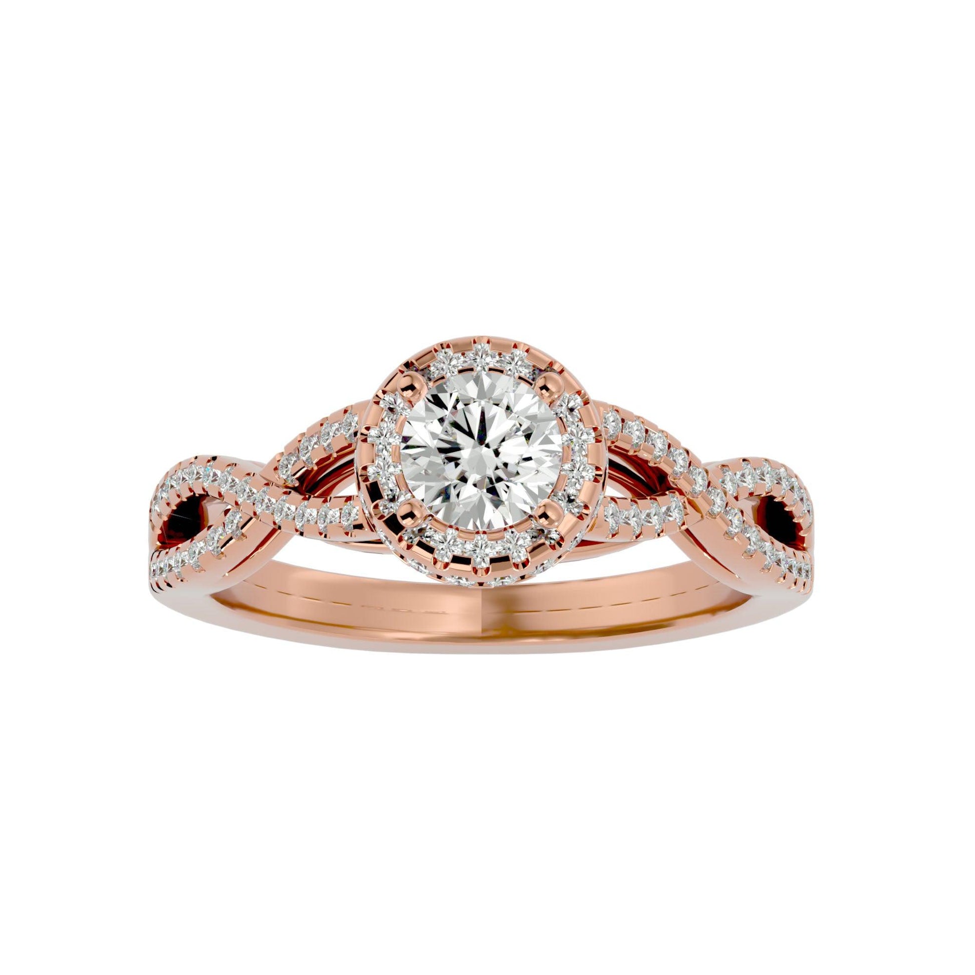 Lab Grown Round Diamond Halo Ring In Rose Gold