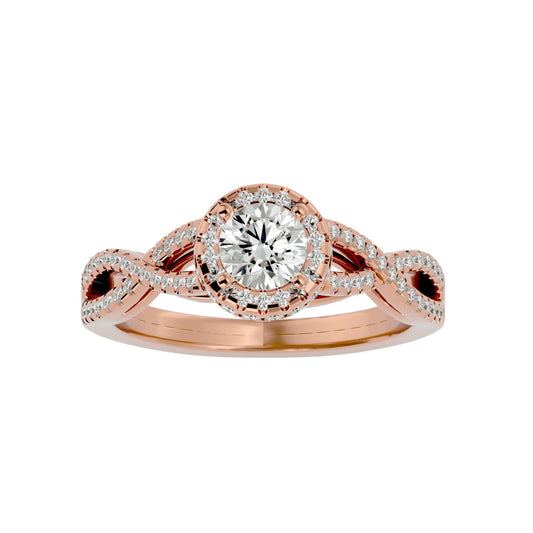 Lab Grown Round Diamond Halo Ring In Rose Gold