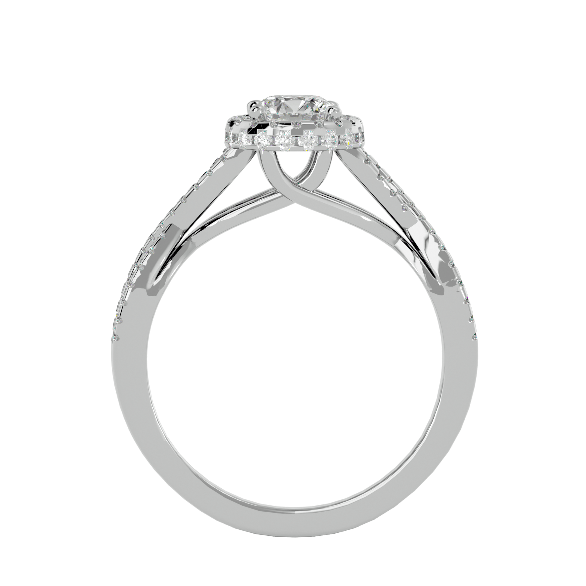 Lab Grown Round Diamond Halo Wedding Band In Platinum