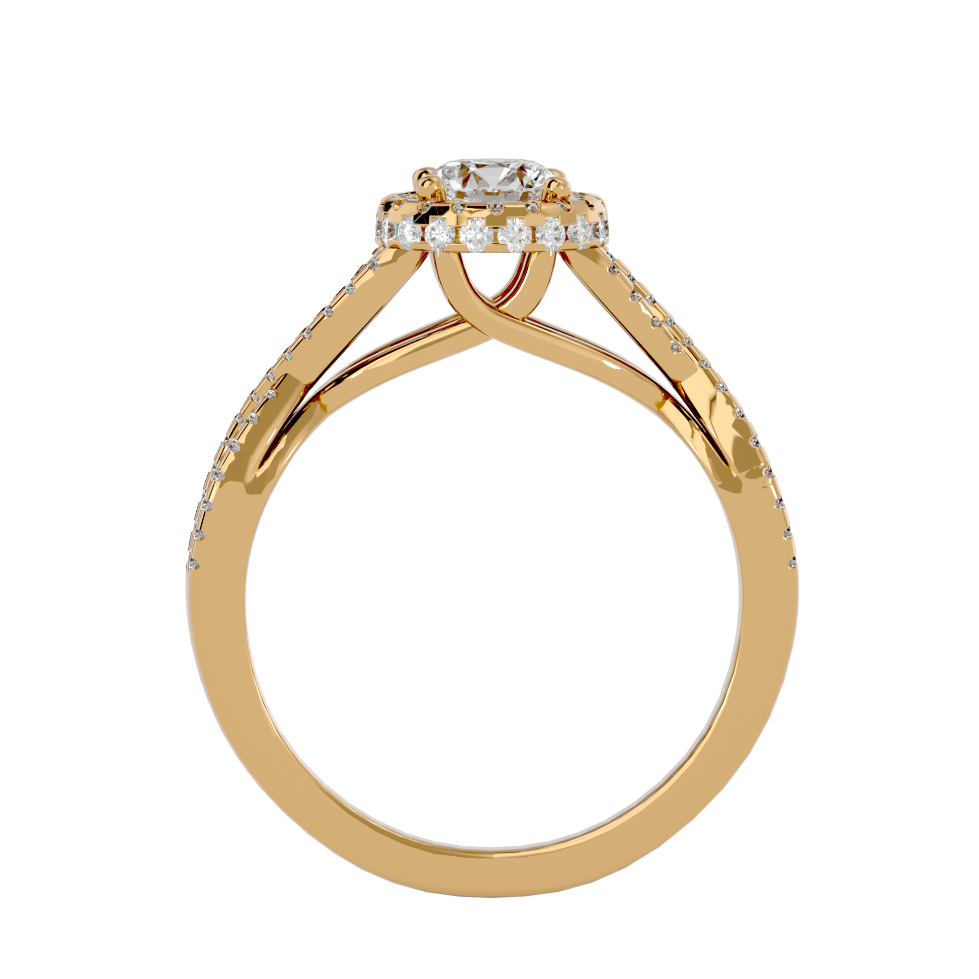 Lab Grown Round Diamond Halo Ring In Yellow Gold