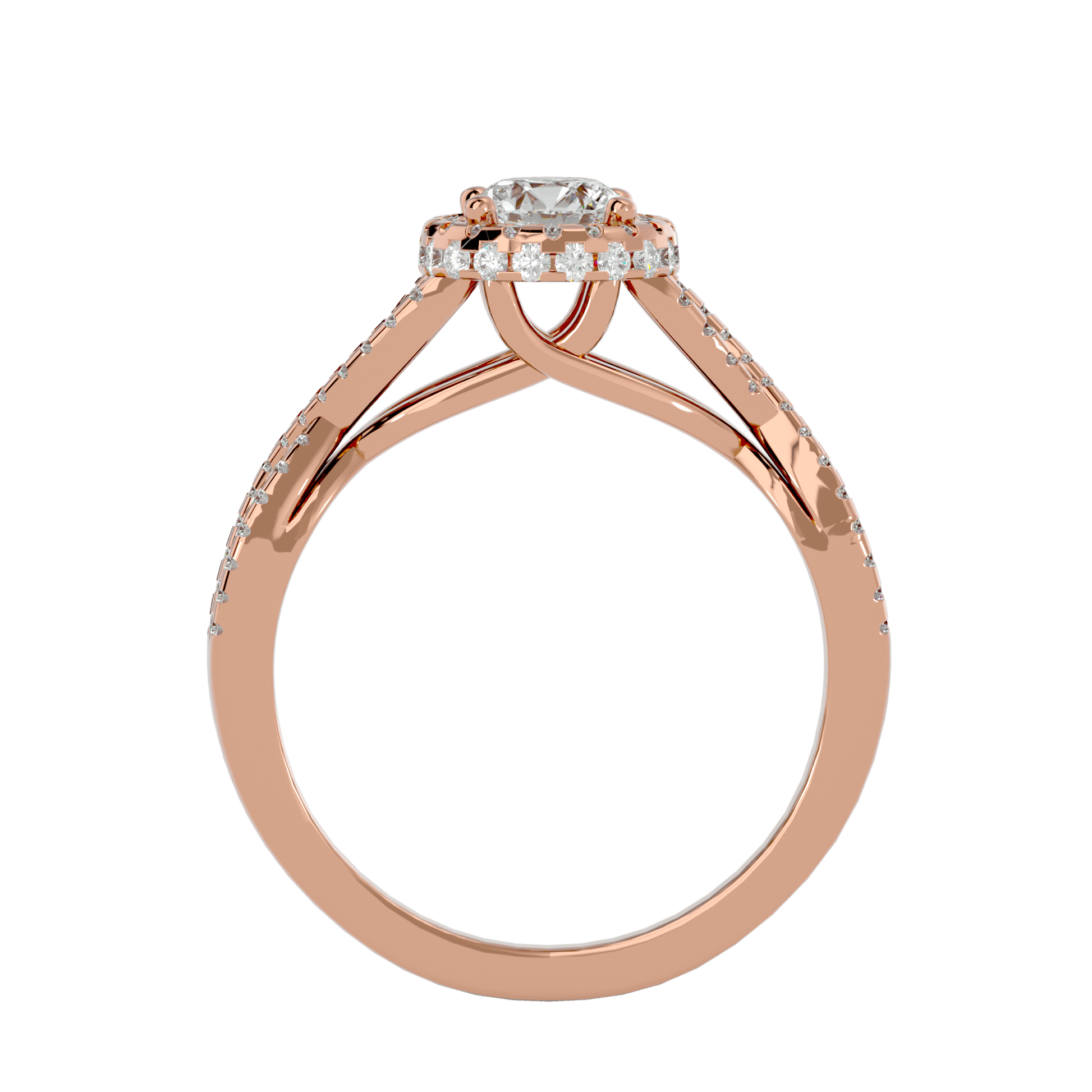 Lab Grown Round Diamond Halo Ring In Rose Gold