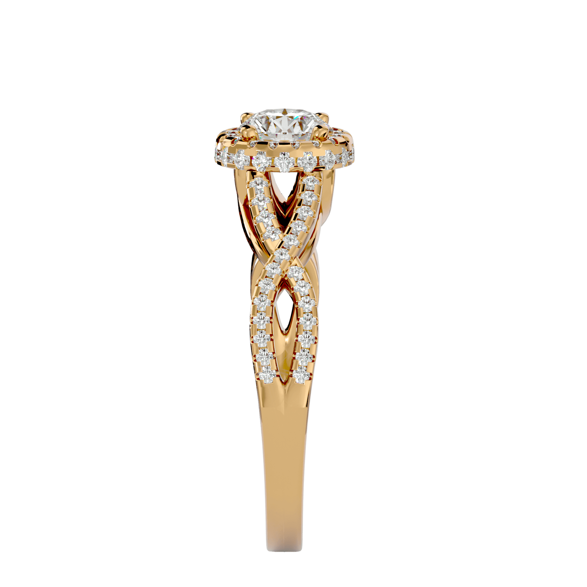 Lab Grown Round Diamond Halo Ring In Yellow Gold