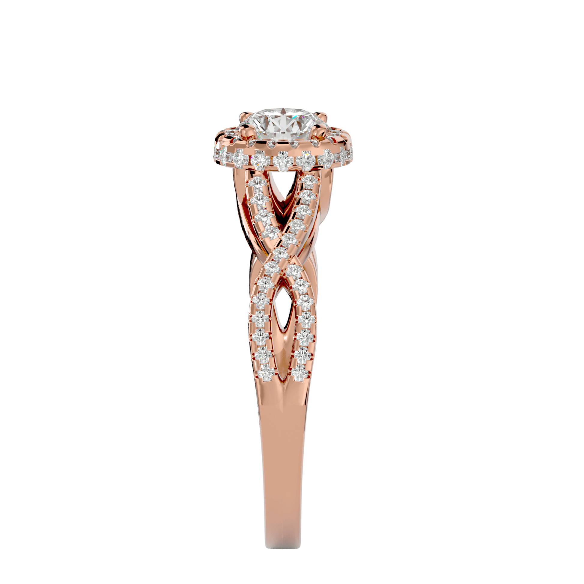 Lab Grown Round Diamond Halo Ring In Rose Gold