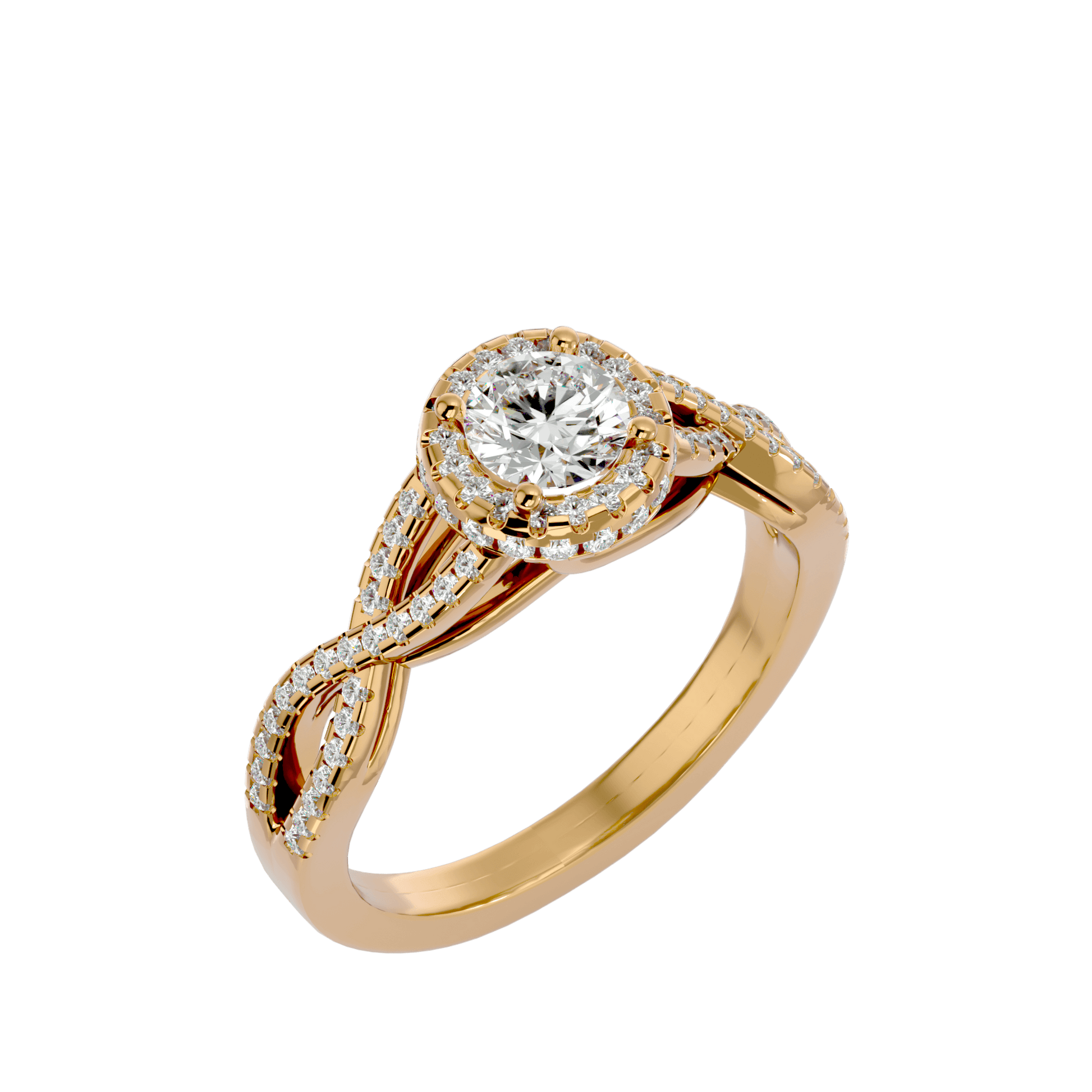 Lab Grown Round Diamond Halo Ring In Yellow Gold