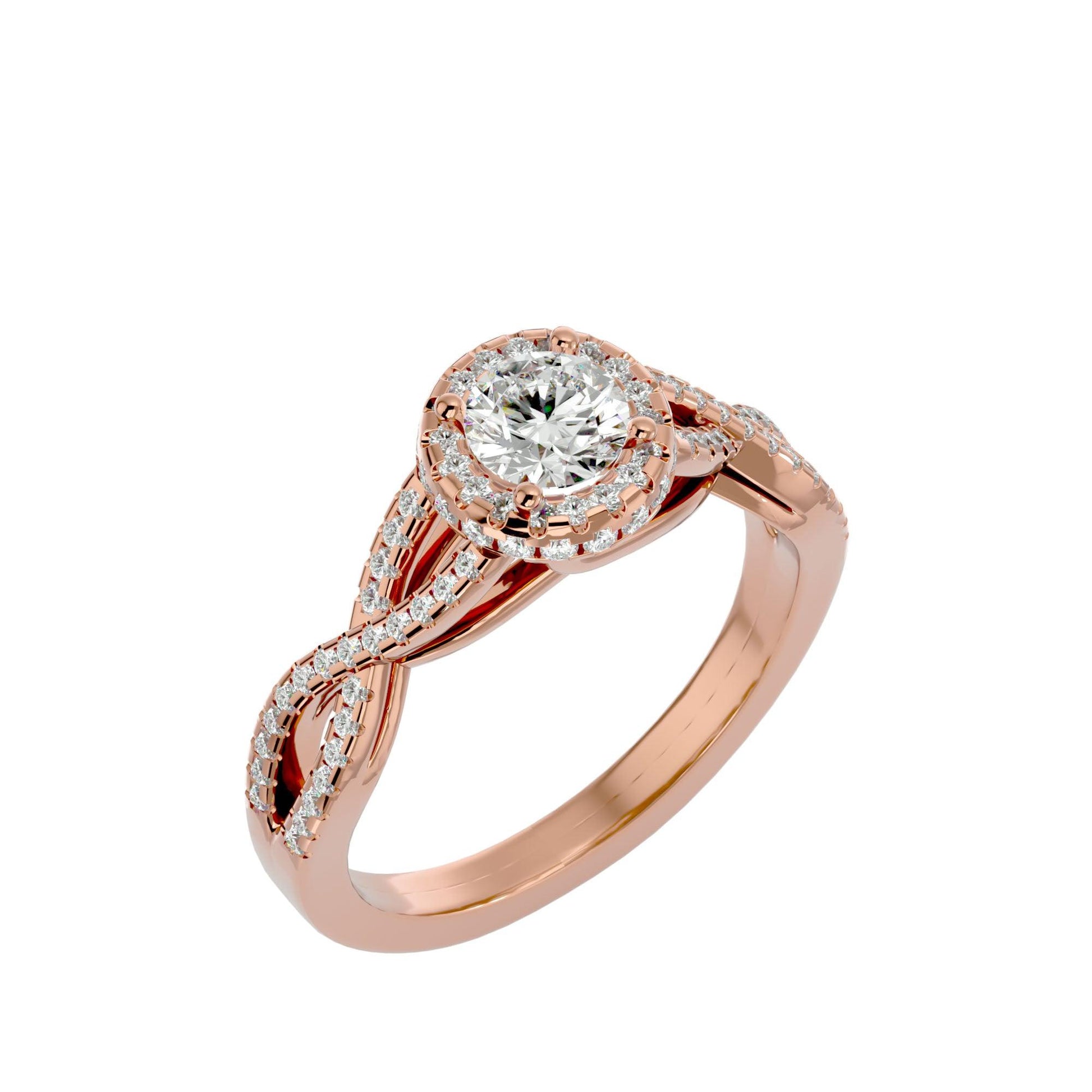 Lab Grown Round Diamond Halo Ring In Rose Gold