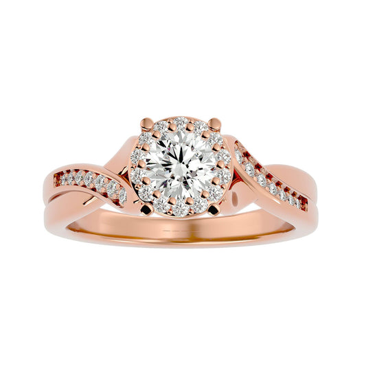 Lab Grown Round Diamond Halo Ring In Rose Gold