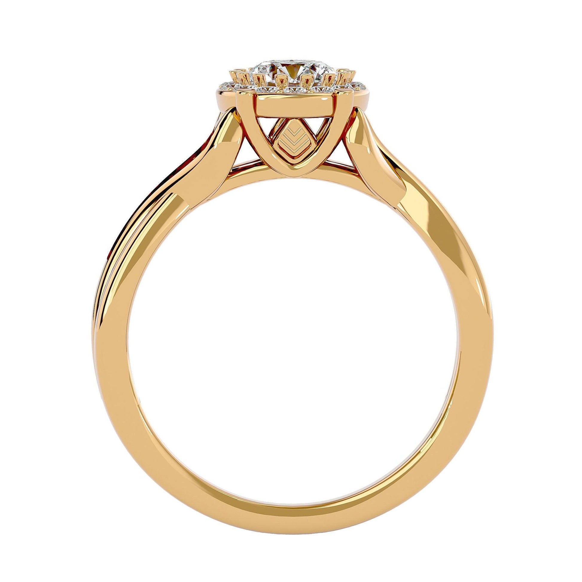 Lab Grown Round Diamond Halo Ring In Yellow Gold