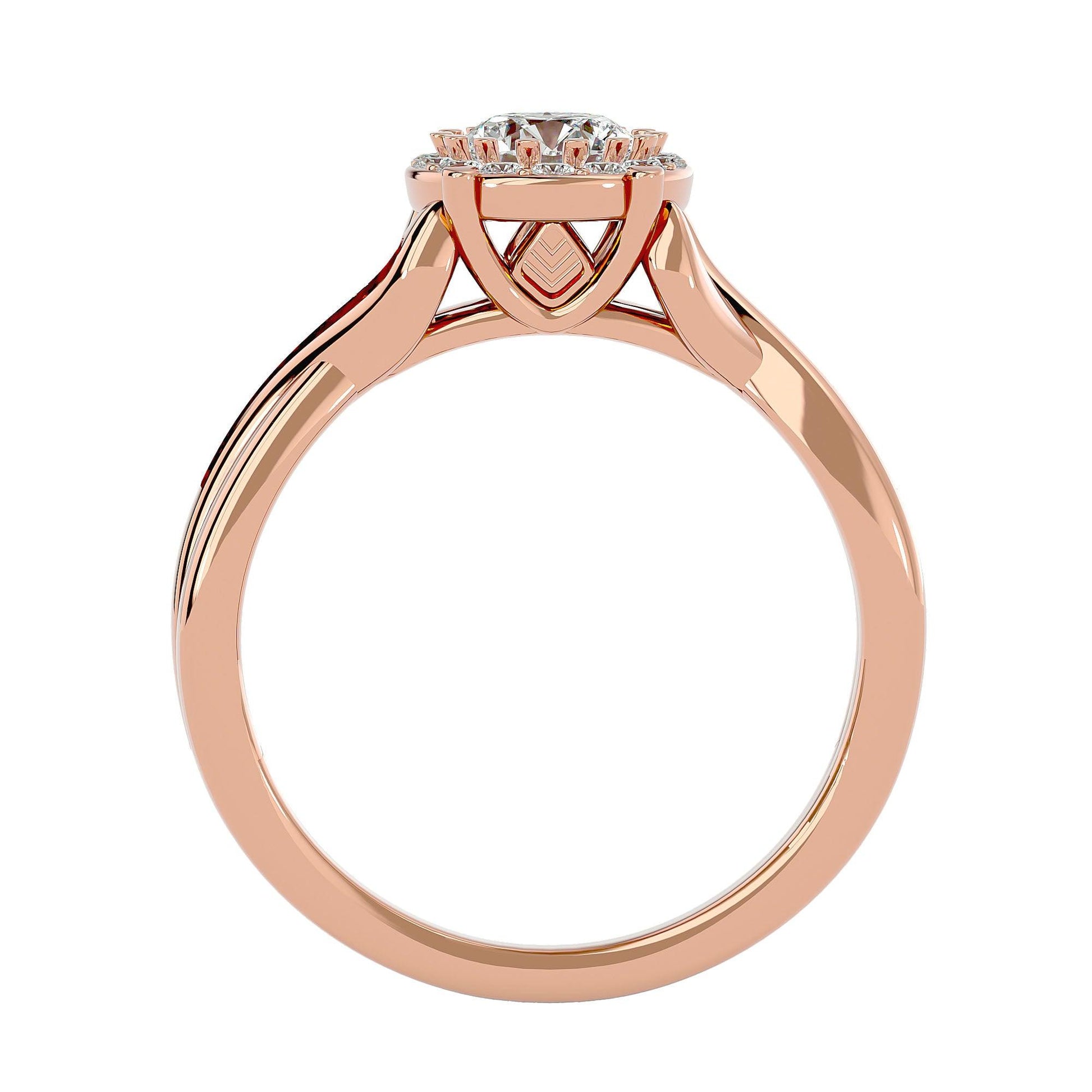 Lab Grown Round Diamond Halo Ring In Rose Gold