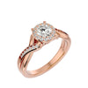 Lab Grown Round Diamond Halo Ring In Rose Gold