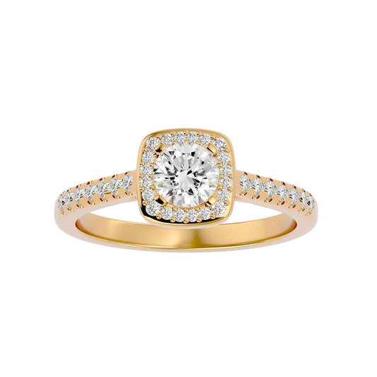 Lab Grown Round Diamond Halo Ring In Yellow Gold