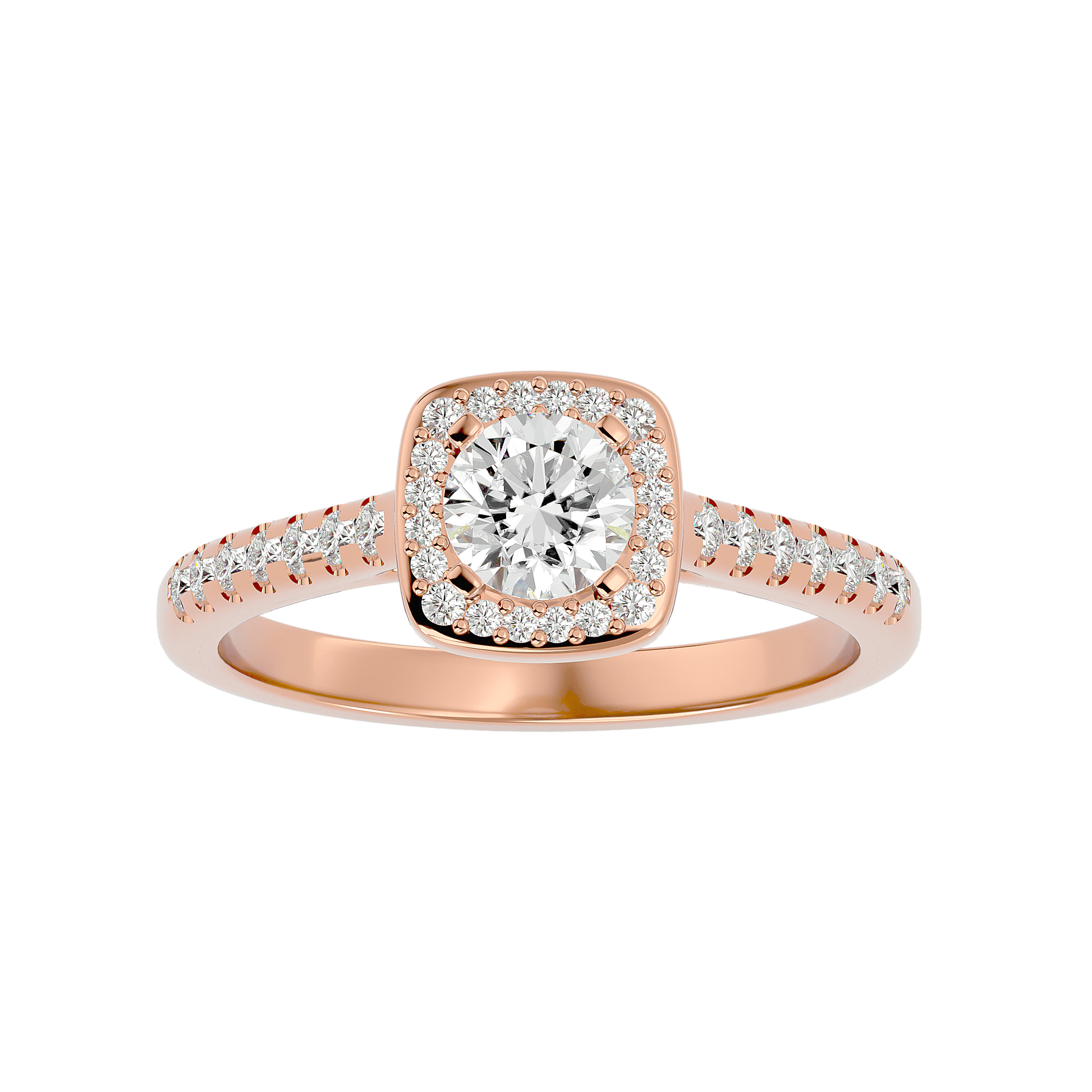 Lab Grown Round Diamond Halo Ring In Rose Gold