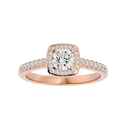 Lab Grown Round Diamond Halo Ring In Rose Gold