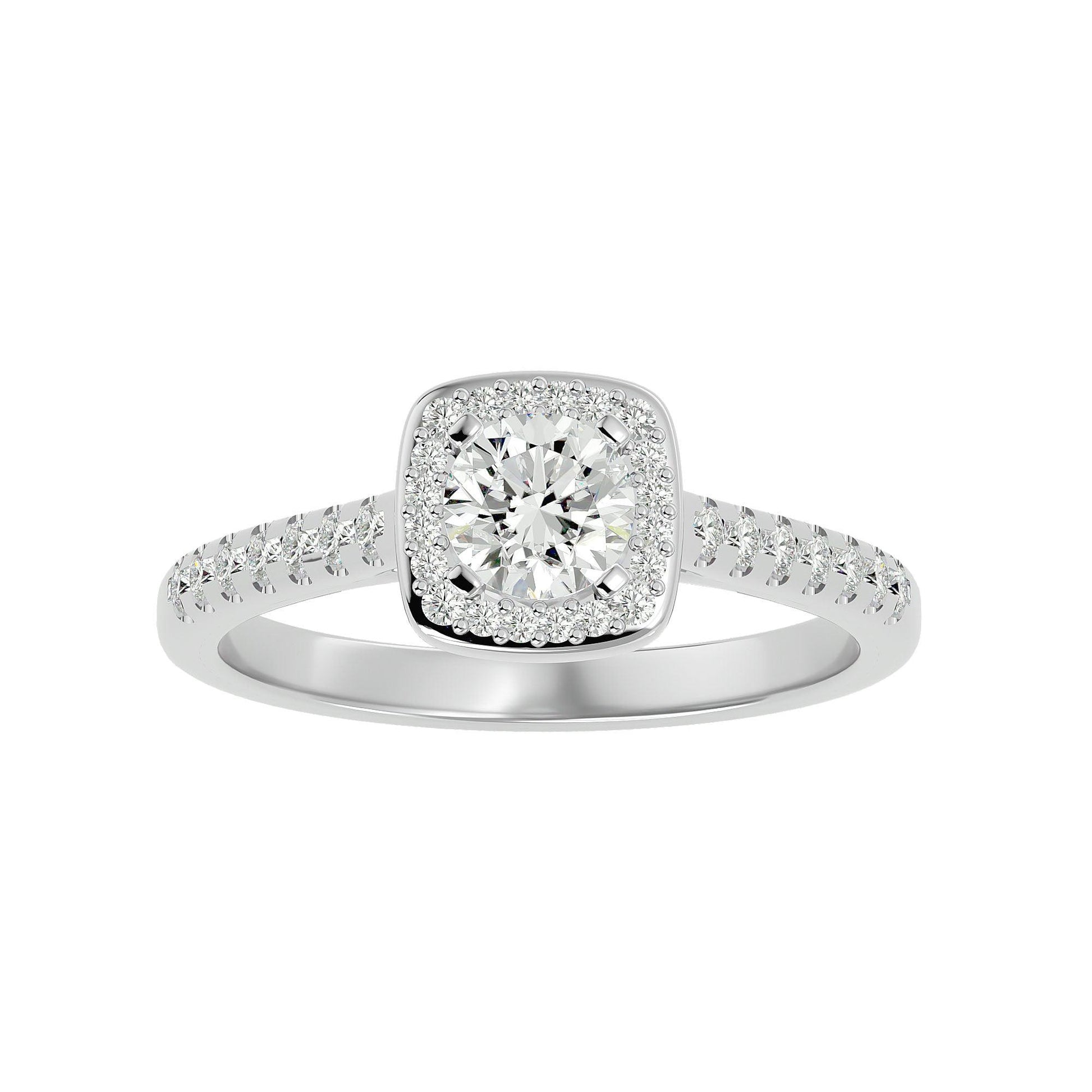 Lab Grown Round Diamond Halo Ring In Platinum