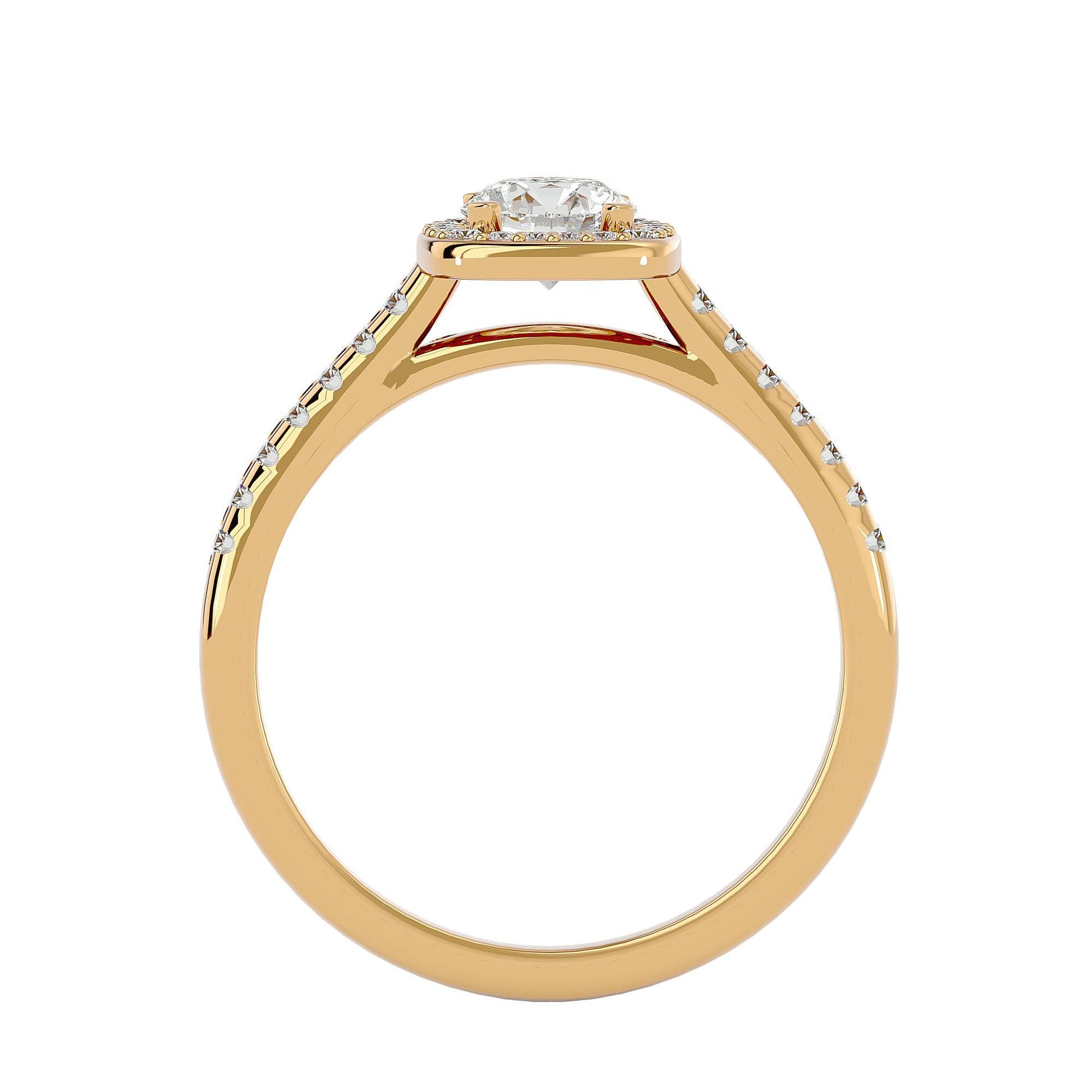 Lab Grown Round Diamond Halo Ring In Yellow Gold