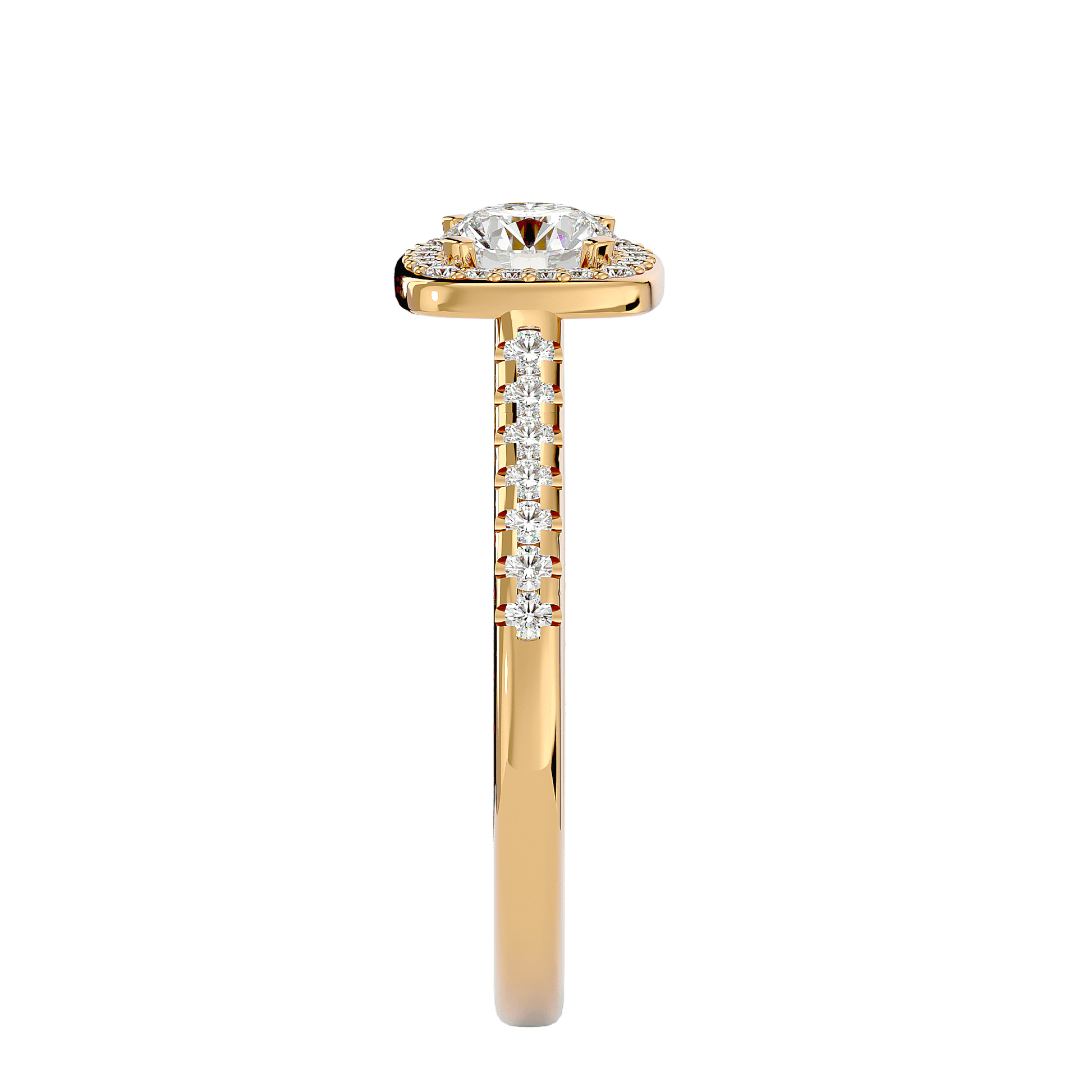 Lab Grown Round Diamond Halo Ring In Yellow Gold