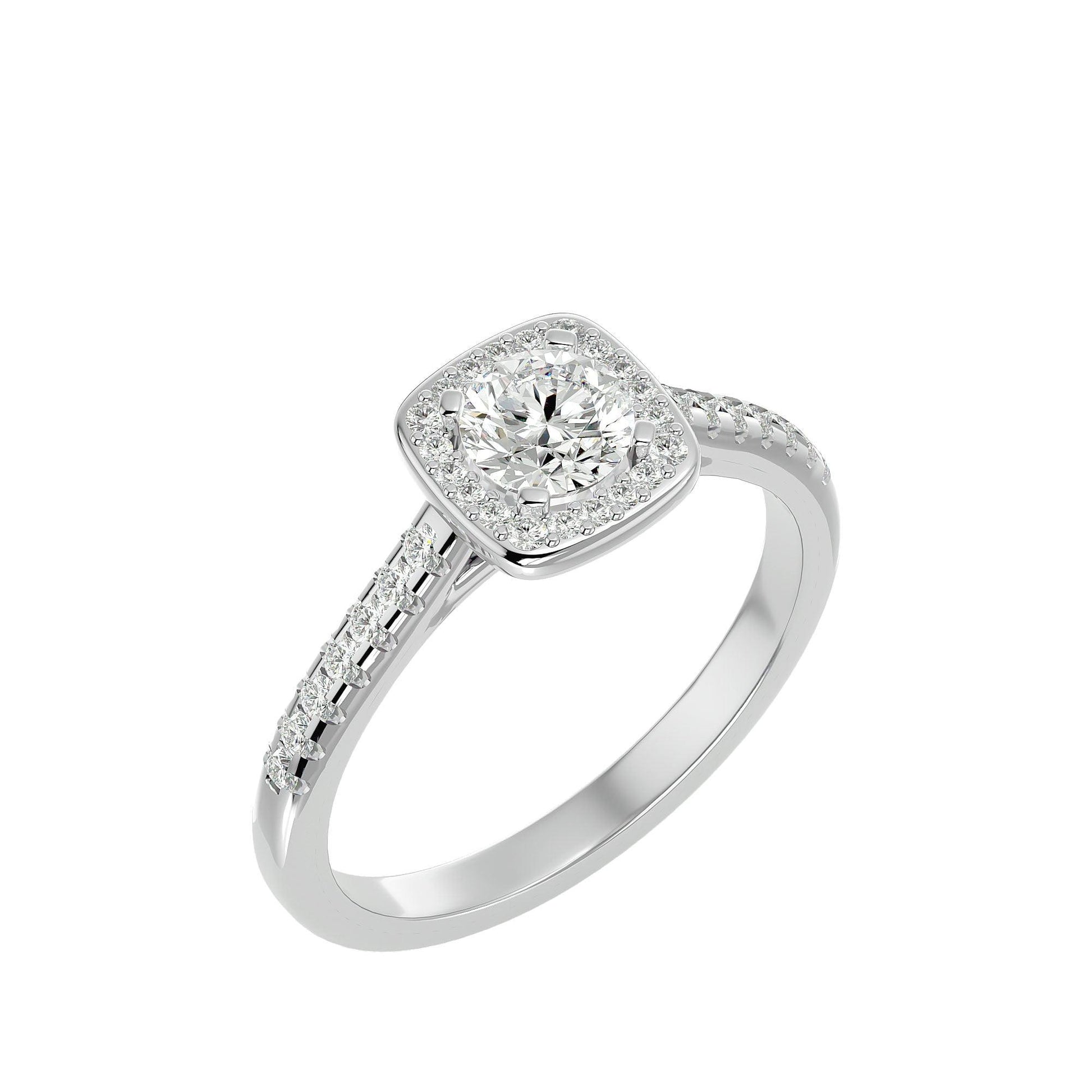 Lab Grown Round Diamond Halo Ring In Platinum