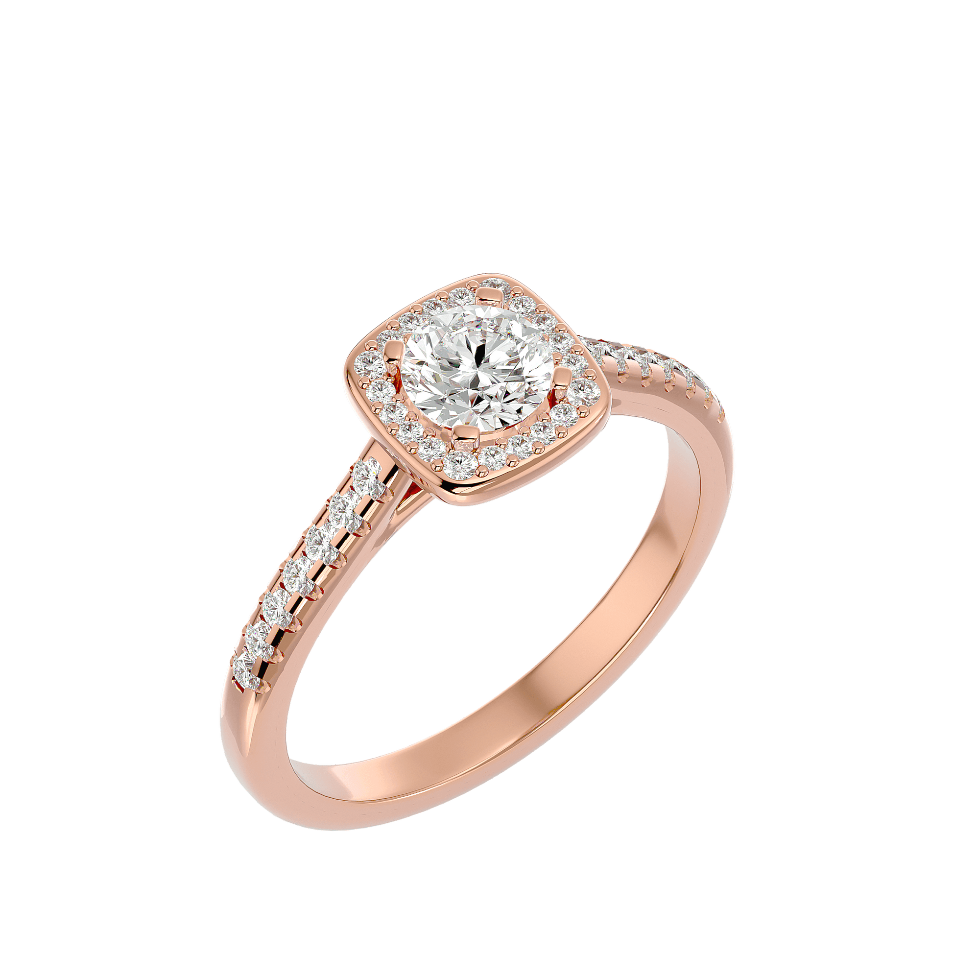 Lab Grown Round Diamond Halo Ring In Rose Gold