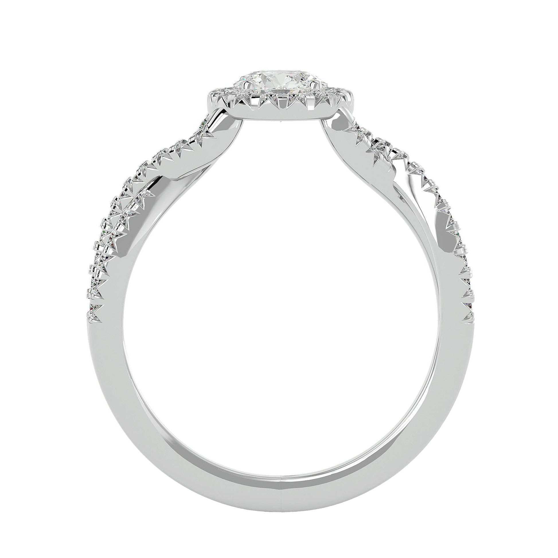 Lab Grown Round Diamond Halo Ring In Platinum